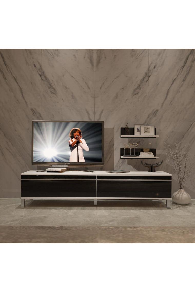 Decoraktiv Eko 4 Mdf Std Krom Ayaklı Tv Ünitesi Tv Sehpası Ceviz Antrasit