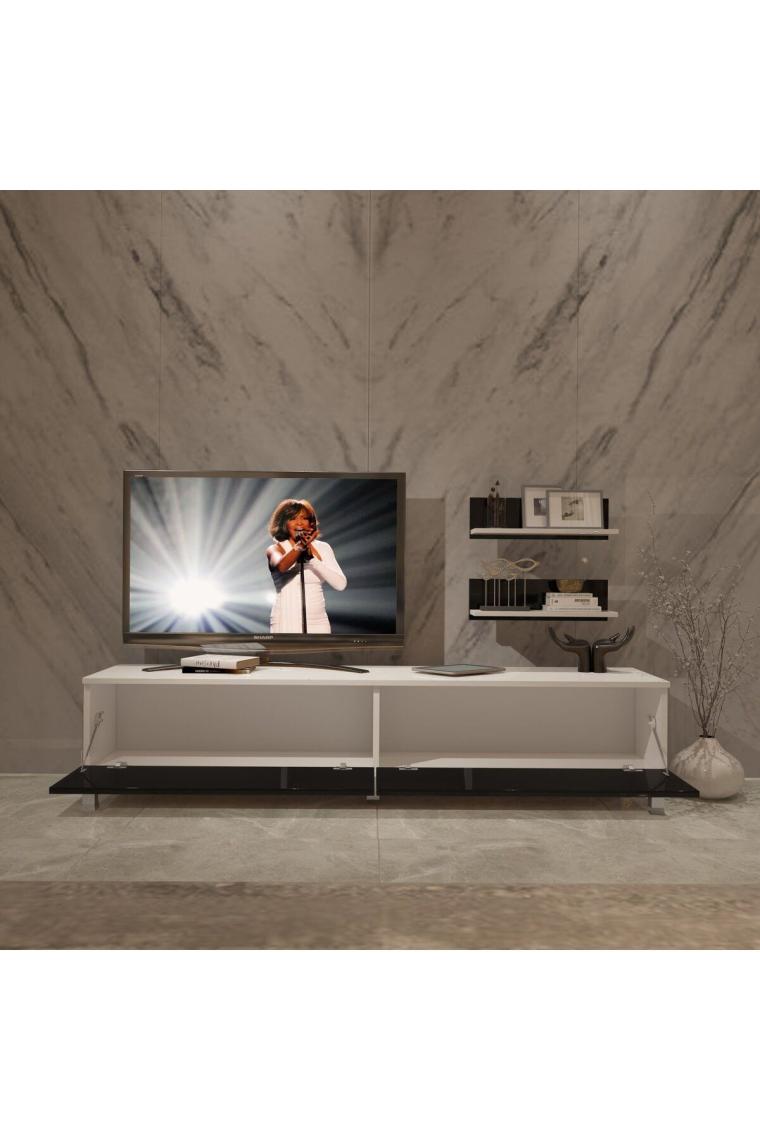 Decoraktiv Eko 4 Mdf Std Krom Ayaklı Tv Ünitesi Tv Sehpası Ceviz Antrasit