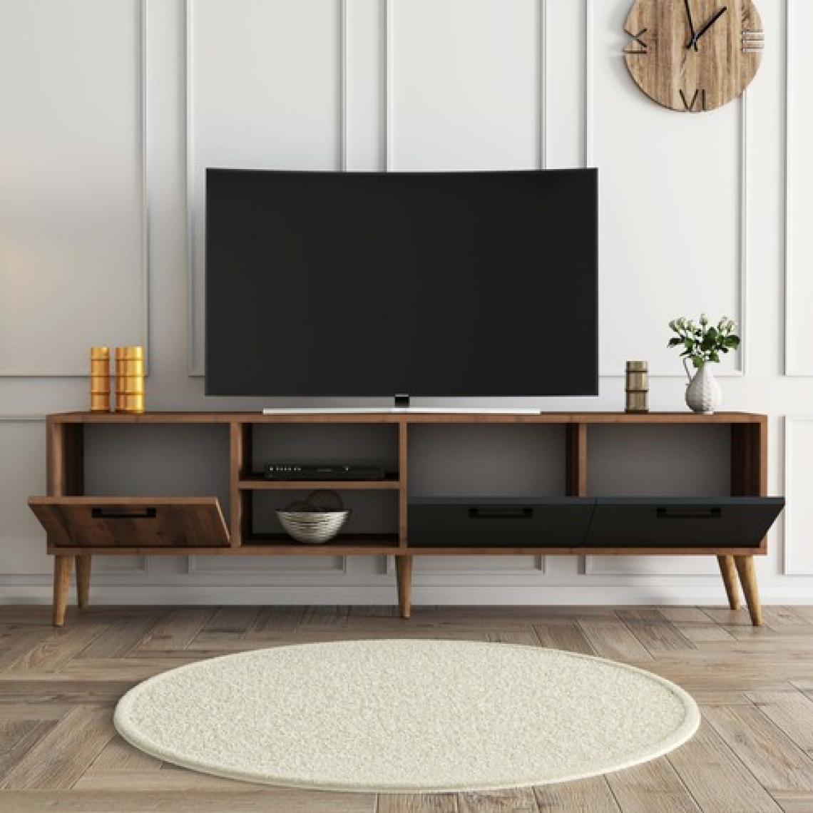 Mezza Exxen 180 cm Ahşap Ayaklı Tv Ünitesi Hat - Antrasit 1581