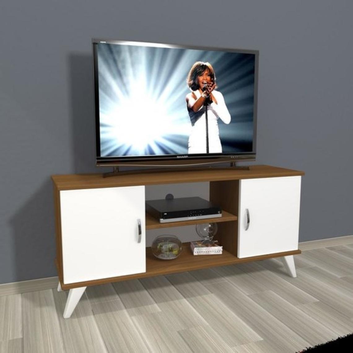 Decoraktiv Eko 120 Mdf Retro Tv Ünitesi Tv Sehpası Ceviz Beyaz