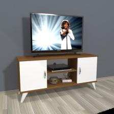 Decoraktiv Eko 120 Mdf Retro Tv Ünitesi Tv Sehpası Ceviz Beyaz