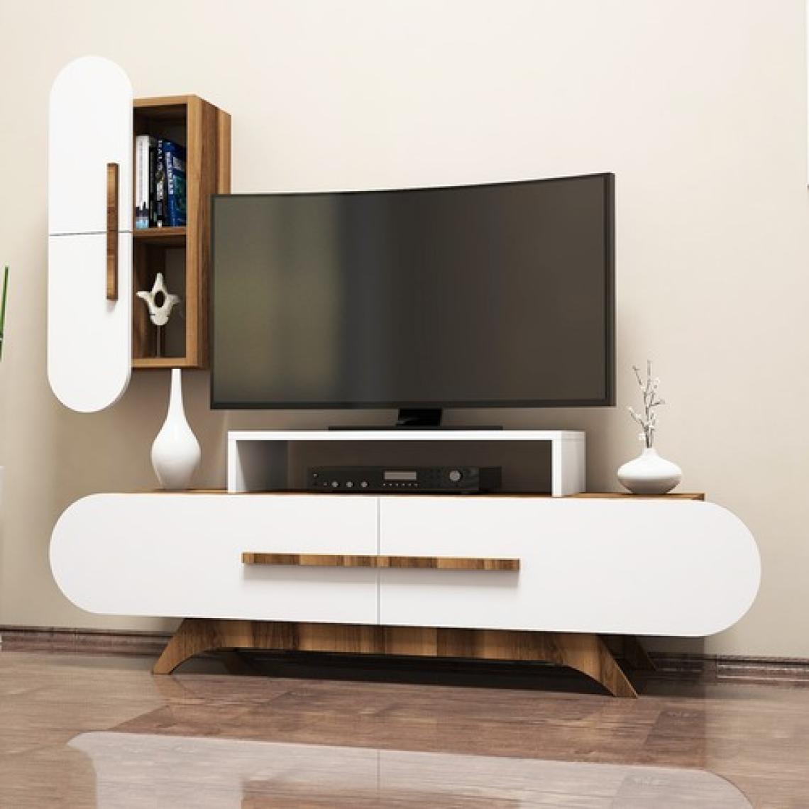 Variant Rose Duvar Raflı Tv Ünitesi Ceviz-Beyaz