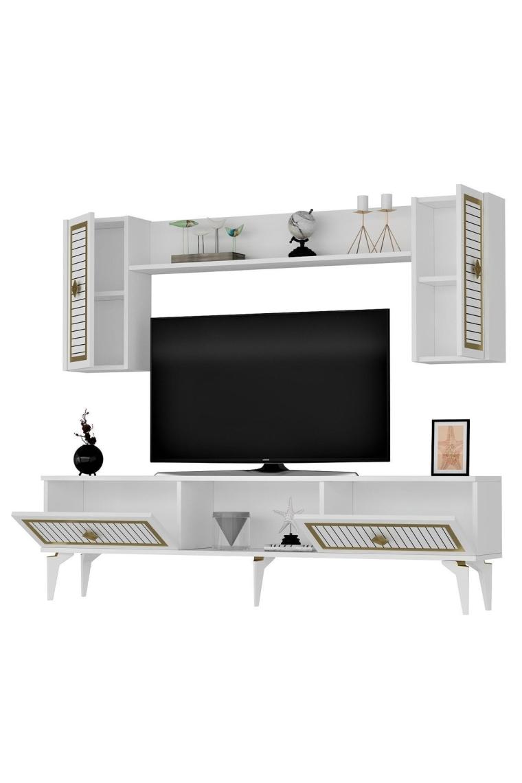 Cantek Dizayn 150 cm Nil Tv Ünitesi Beyaz-Altın