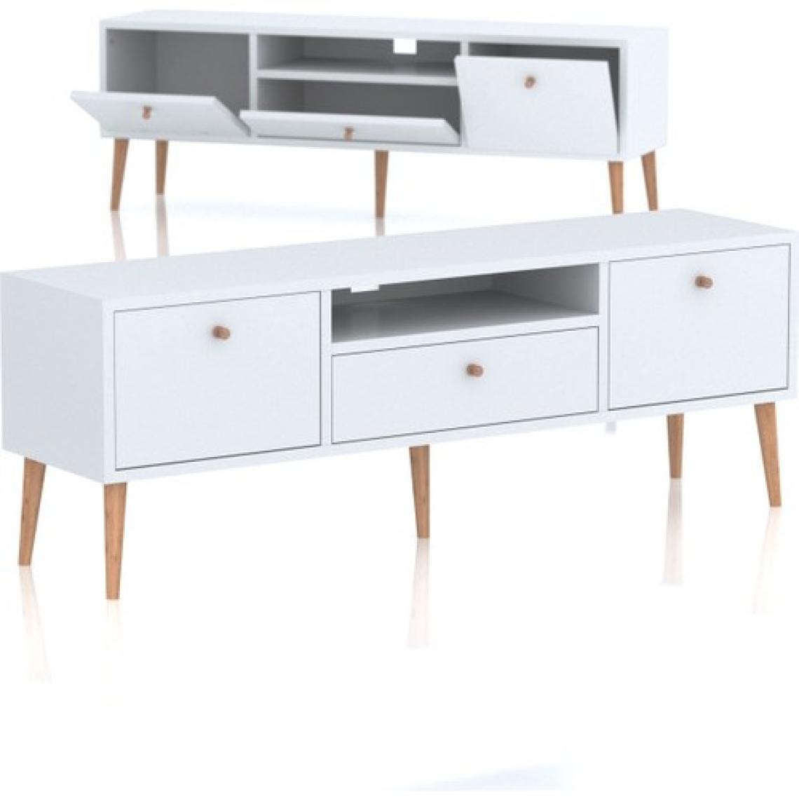Mbes Mobilya Beyza Ahşap Ayaklı 140 cm Beyaz Tv Sehbası