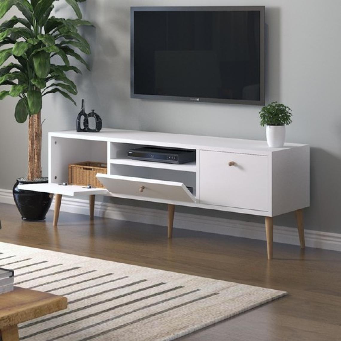 Mbes Mobilya Beyza Ahşap Ayaklı 140 cm Beyaz Tv Sehbası
