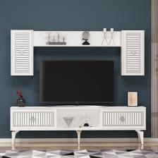Cantek Dizayn 150 cm Nil Tv Ünitesi Beyaz-Gümüş