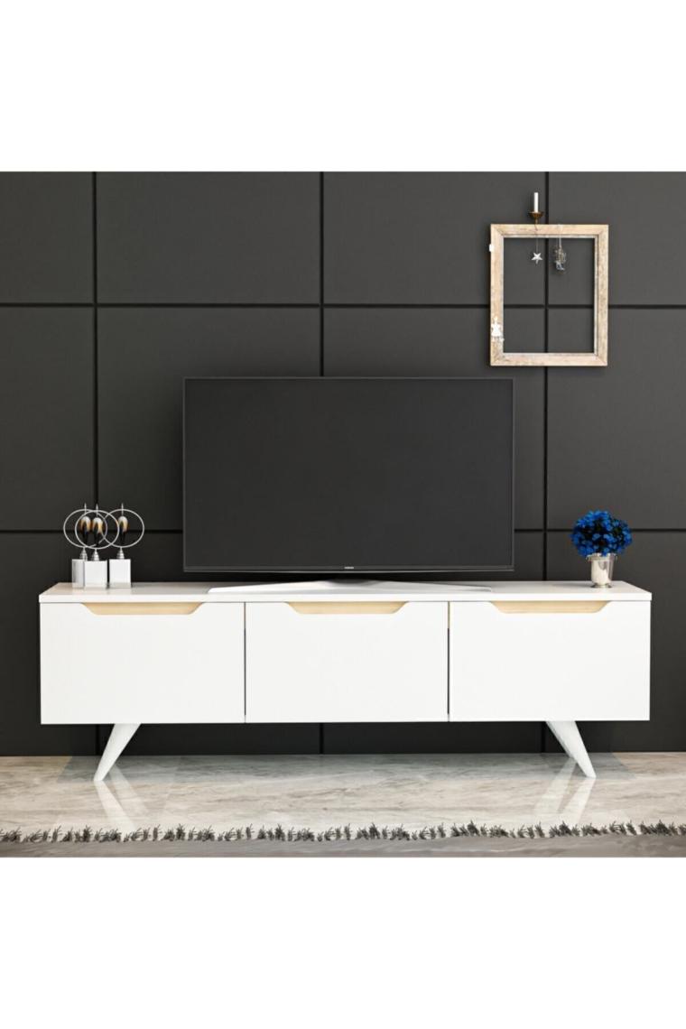 İnarch Dizayn Prag Tv Ünitesi Beyaz Safir Meşe