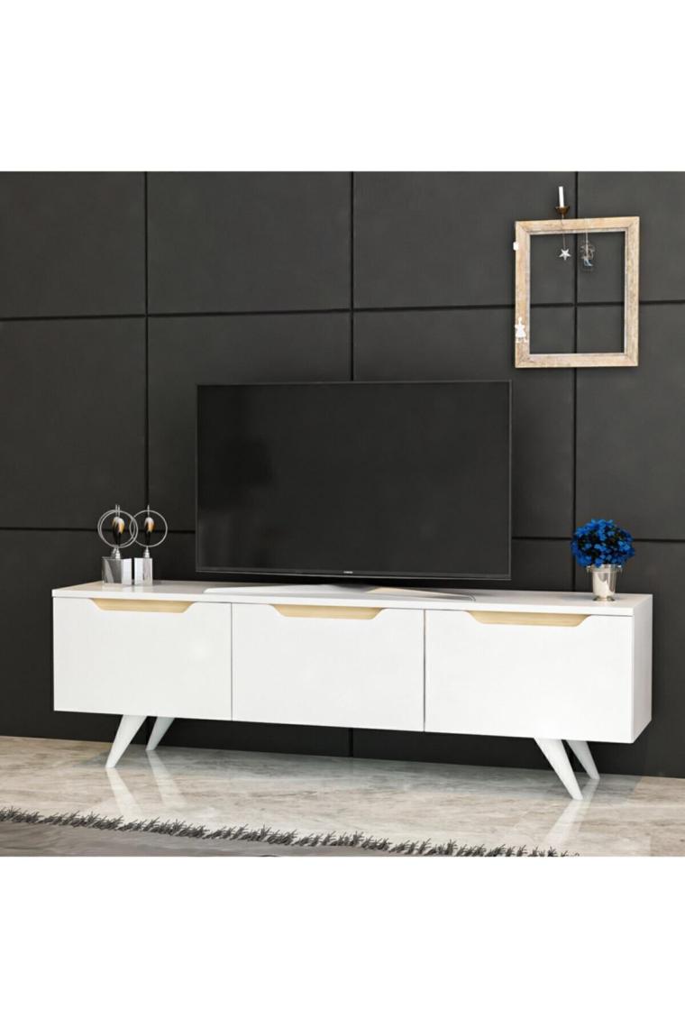 İnarch Dizayn Prag Tv Ünitesi Beyaz Safir Meşe