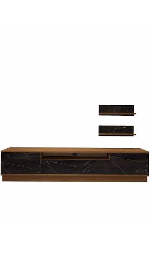 Decoraktiv Trendstyle 4s Mdf Tv Ünitesi Tv Sehpası Ceviz Siyah Mermer