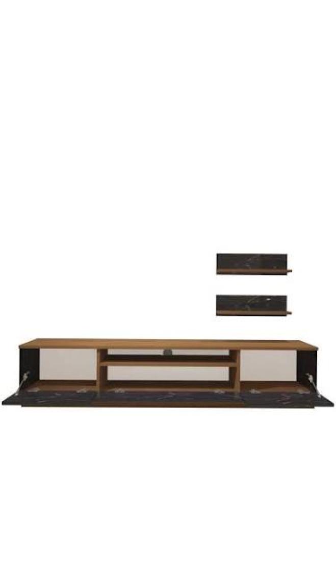 Decoraktiv Trendstyle 4s Mdf Tv Ünitesi Tv Sehpası Ceviz Siyah Mermer