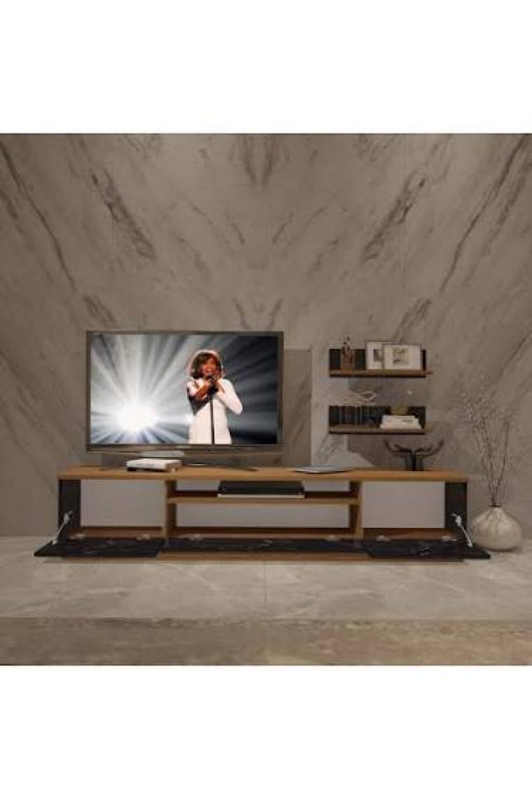 Decoraktiv Trendstyle 4s Mdf Tv Ünitesi Tv Sehpası Ceviz Siyah Mermer