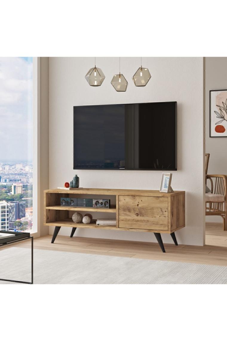 Yurudesign Cloud Tv Ünitesi Tv Sehpası Ahşap Ayaklı 110CM Çam Cd1-A