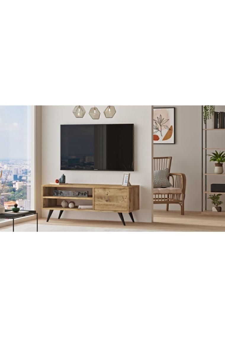 Yurudesign Cloud Tv Ünitesi Tv Sehpası Ahşap Ayaklı 110CM Çam Cd1-A