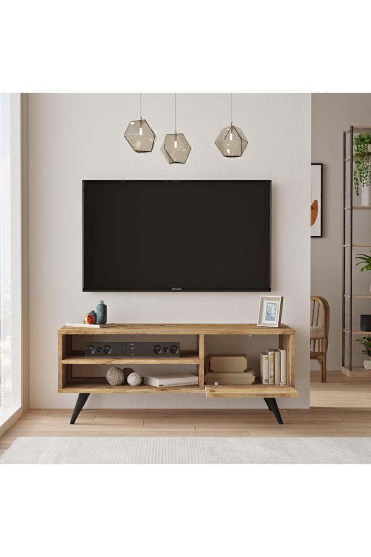 Yurudesign Cloud Tv Ünitesi Tv Sehpası Ahşap Ayaklı 110CM Çam Cd1-A