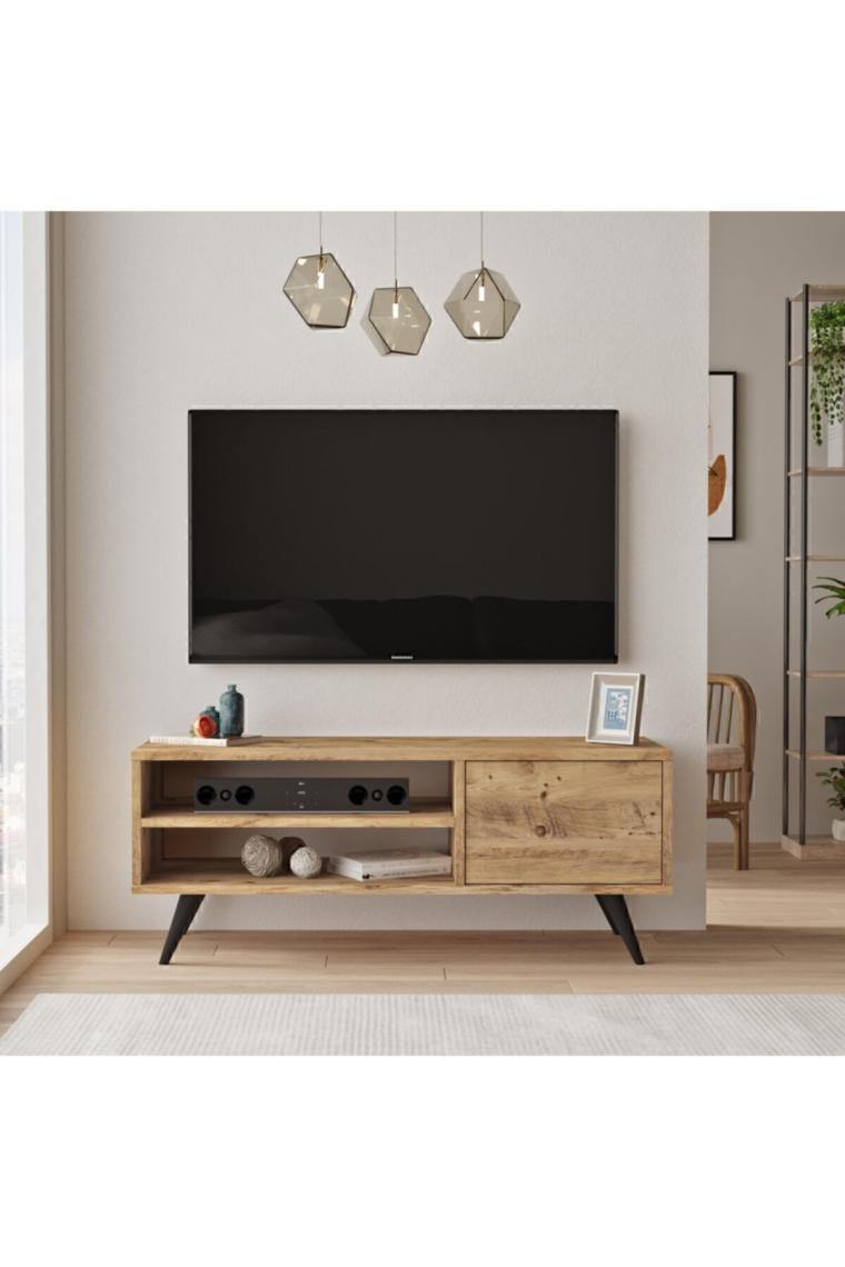 Yurudesign Cloud Tv Ünitesi Tv Sehpası Ahşap Ayaklı 110CM Çam Cd1-A