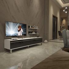 Decoraktiv Eko 4 Mdf Std Krom Ayaklı Tv Ünitesi Tv Sehpası Ceviz Antrasit