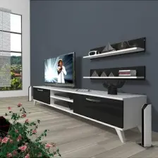 Decoraktiv Eko 4 Mdf Dvd Retro Tv Ünitesi Tv Sehpası Beyaz Siyah