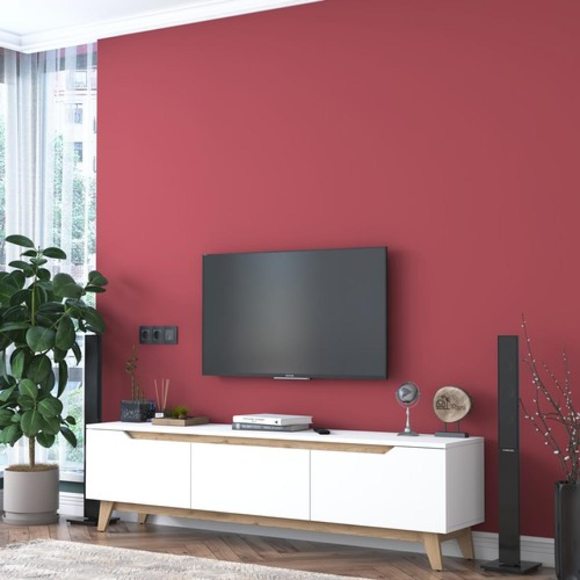 Rani D1 Tv Ünitesi Modern Ayaklı Tv Sehpası 180 cm  Beyaz - Sepet Ceviz
