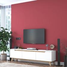 Rani D1 Tv Ünitesi Modern Ayaklı Tv Sehpası 180 cm  Beyaz - Sepet Ceviz