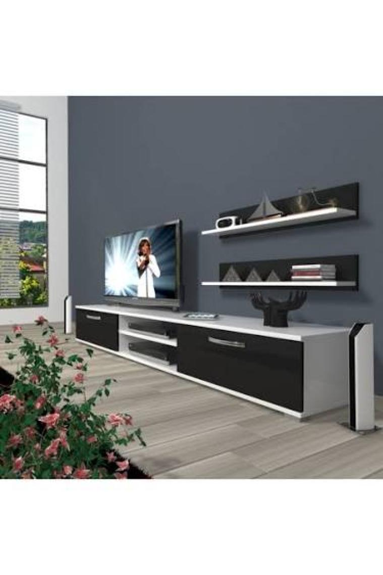 Decoraktiv Eko 4 Slm Dvd Tv Ünitesi Tv Sehpası Beyaz Siyah