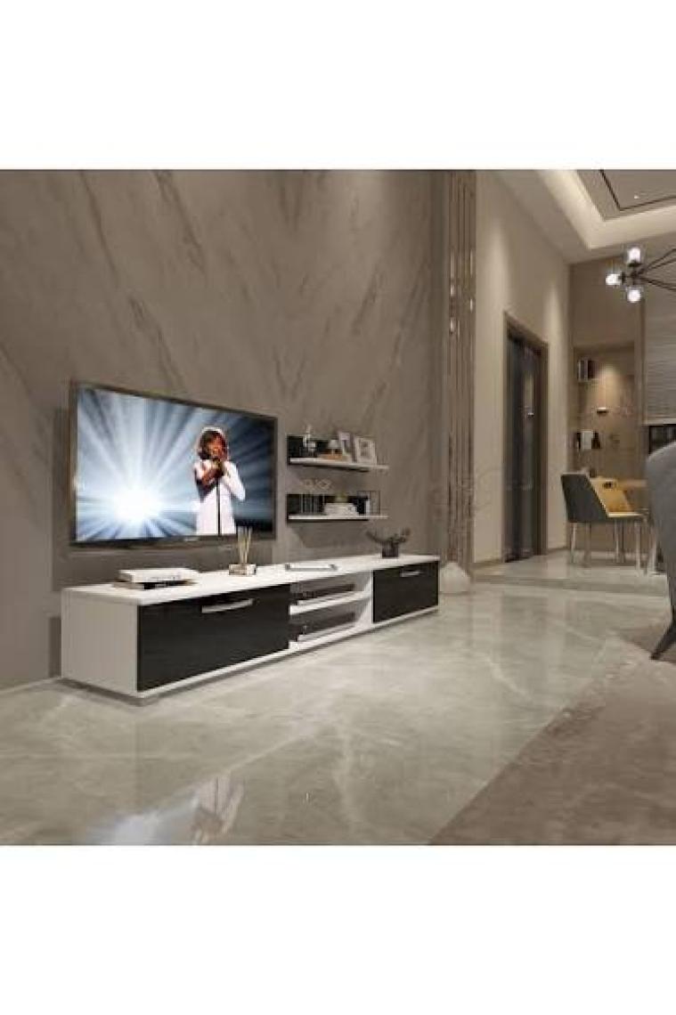 Decoraktiv Eko 4 Slm Dvd Tv Ünitesi Tv Sehpası Beyaz Siyah