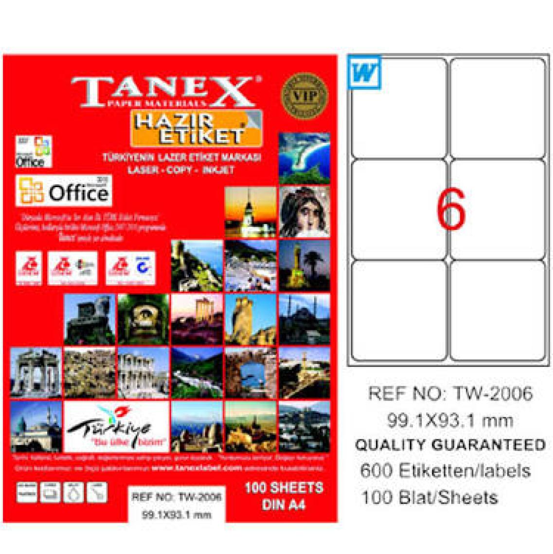 Tanex 99,1X93,1 Mm Laser Etiket Tw-2006