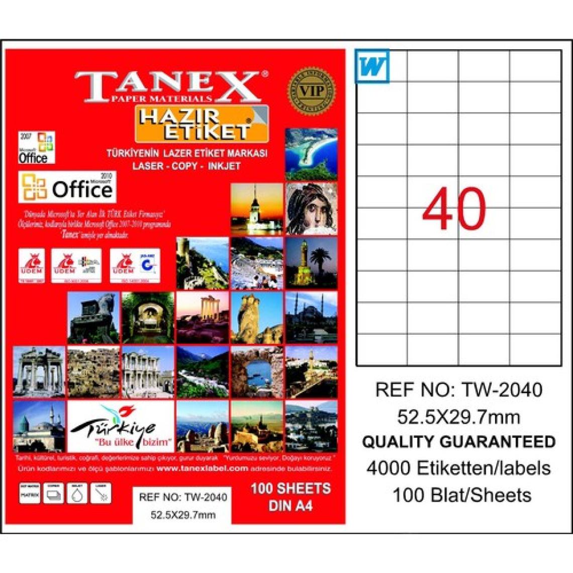 Tanex Lazer Etiket 52,5*29,7Mm Tw-2040