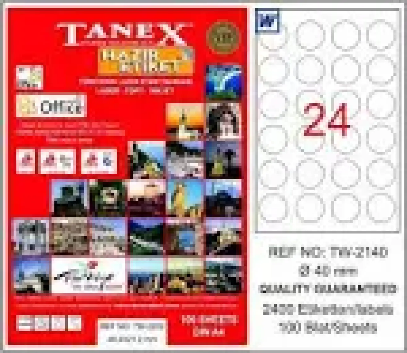 Tanex TW-2140 40 mm Laser Etiket 100 Ad.