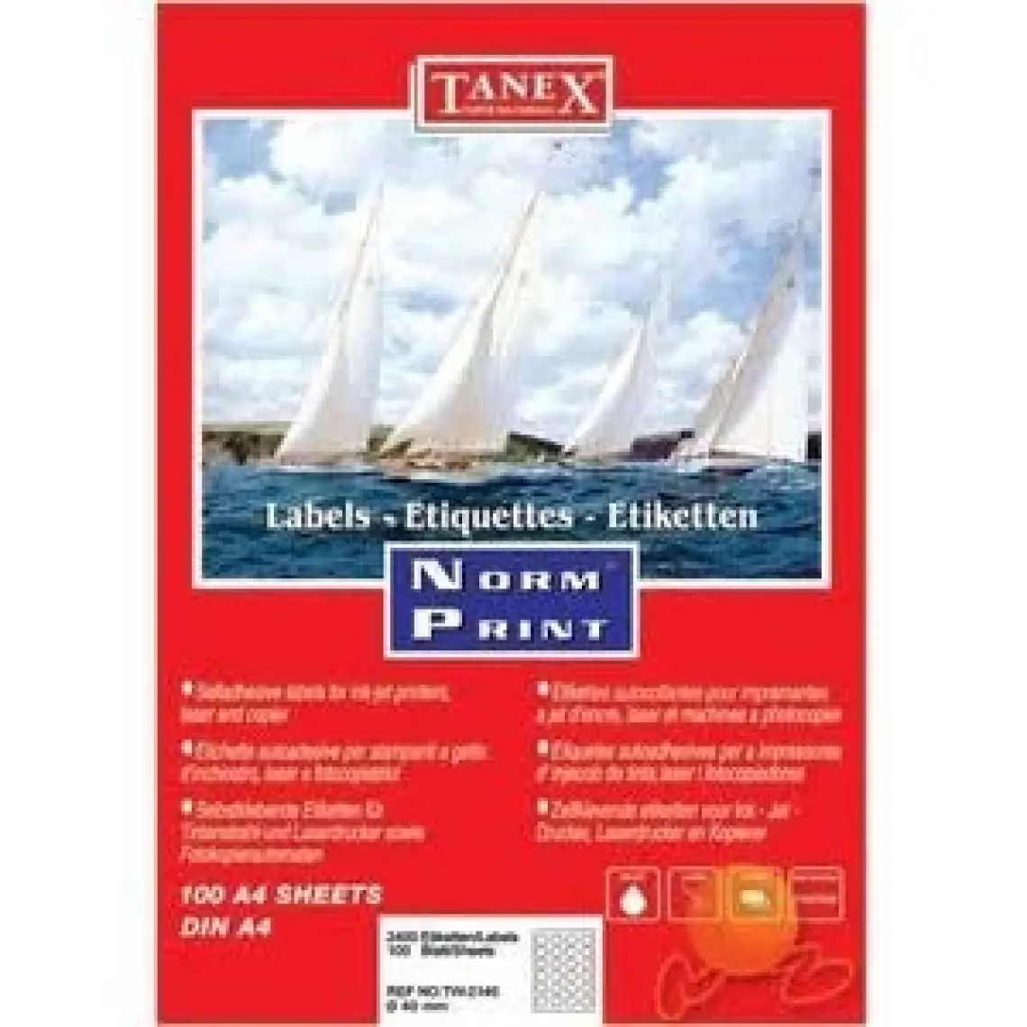 Tanex TW-2140 40 mm Laser Etiket 100 Ad.