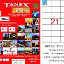 Tanex Lazer Etiket 70*42,43 mm Tw-2124