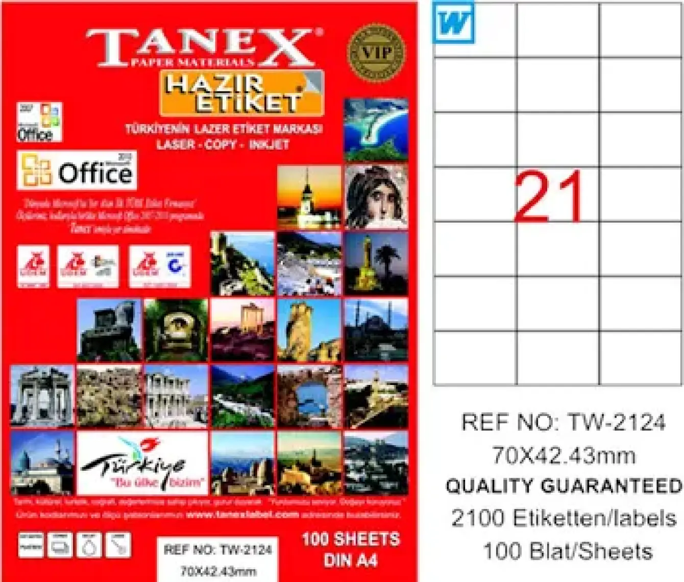 Tanex Lazer Etiket 70*42,43 mm Tw-2124