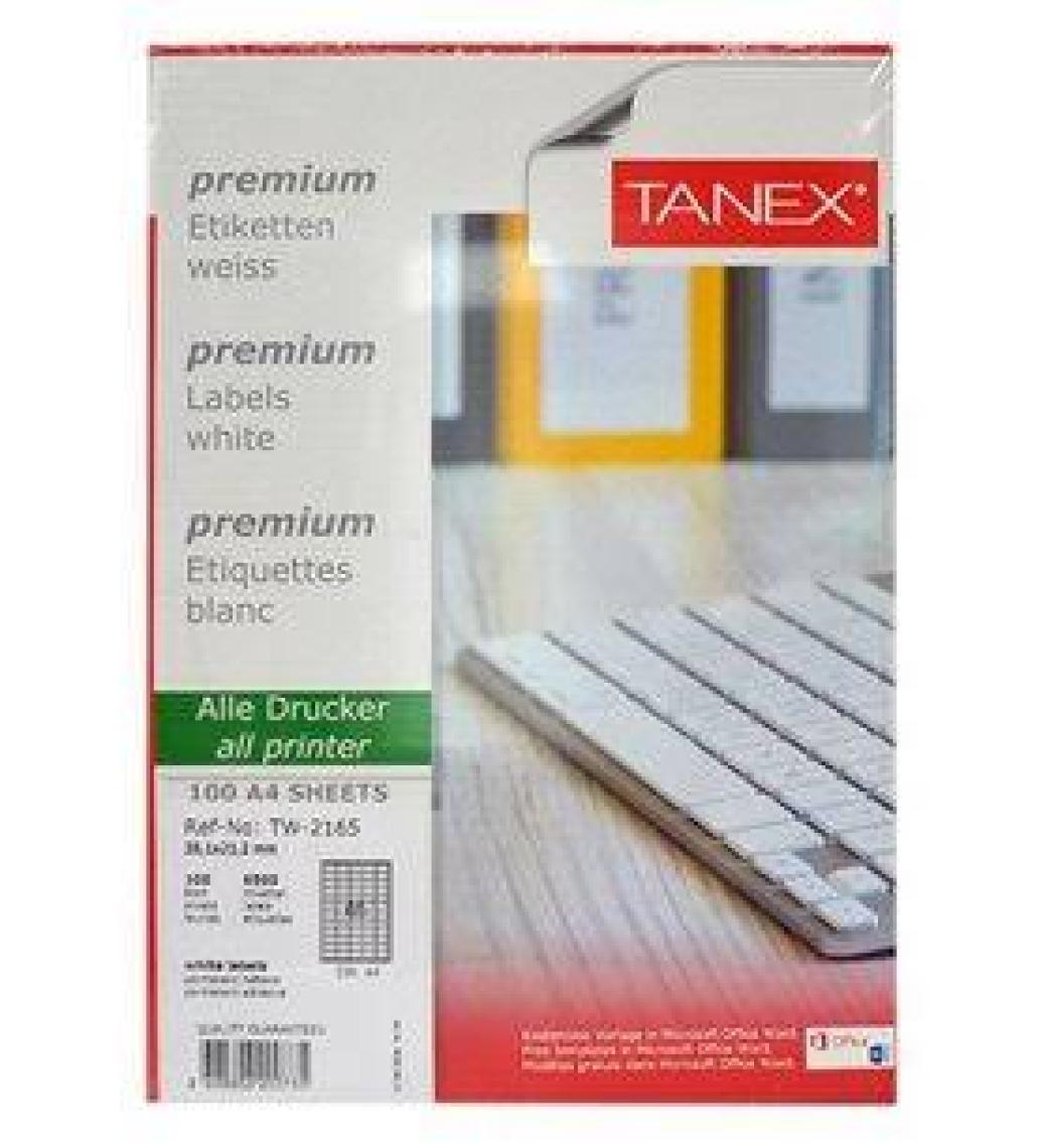 Tanex TW-2165 38,1x21,2 mm Laser Etiket 100 Ad.