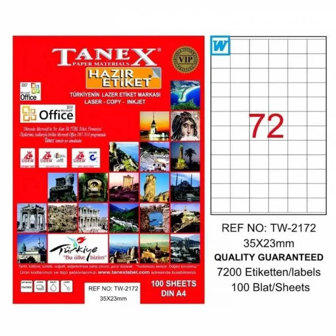 Tanex TW-2172 35 x 23 mm Etiket 100 Tabaka