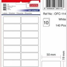 Tanex OFC-114 19x50 Mm Beyaz Ofis Etiketi 10 sayfa