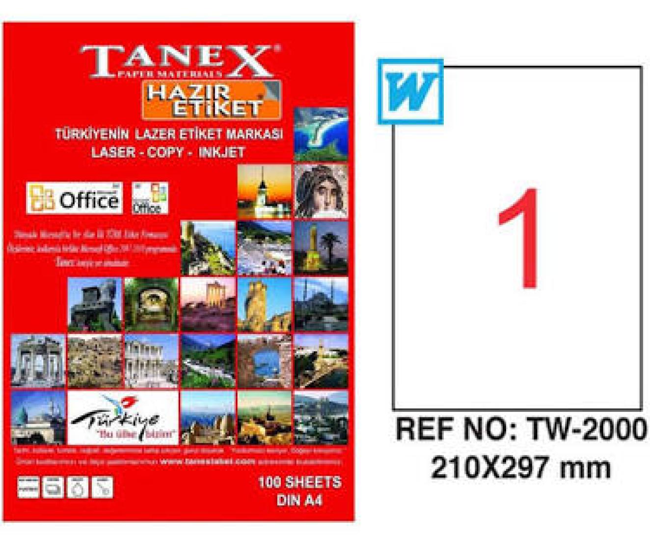 Tanex Lazer Etiket 210*297 Tw-2000