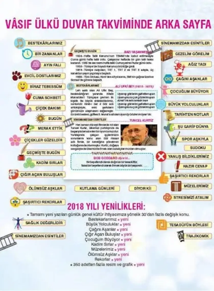 Ülkü Vasıf Duvar Takvimi 2023 Yeni (ARKA KARTONLU)