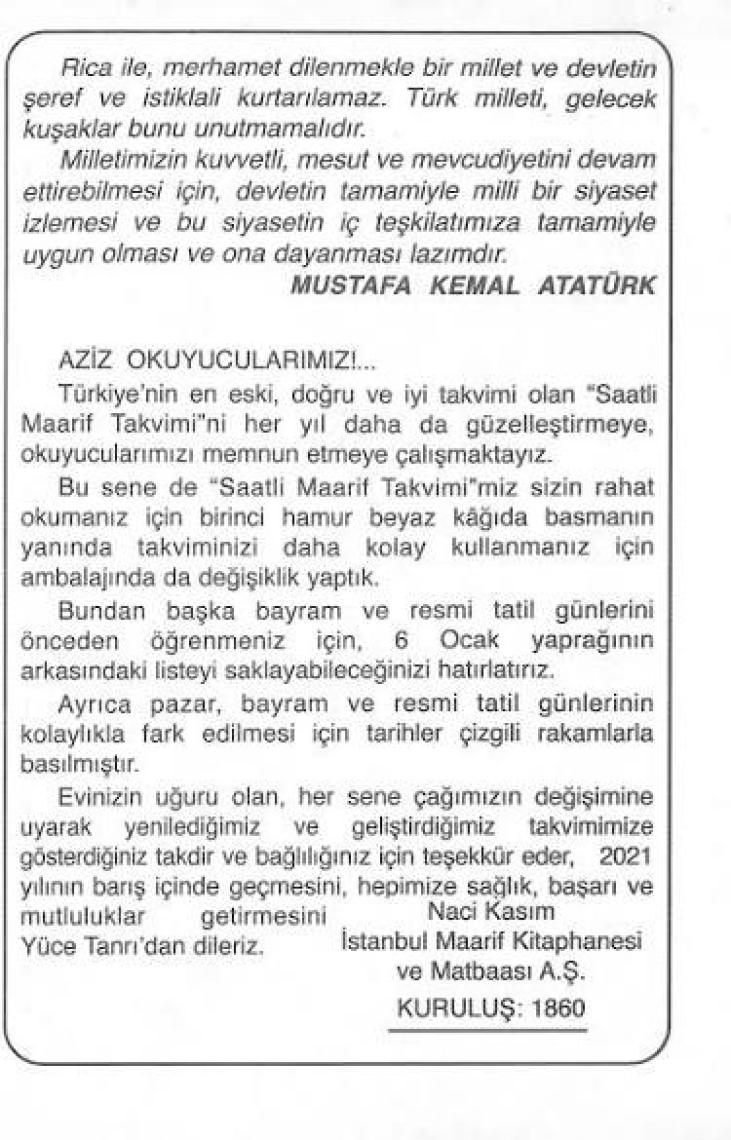 Saatli Maarif Takvim 2025 Büyük