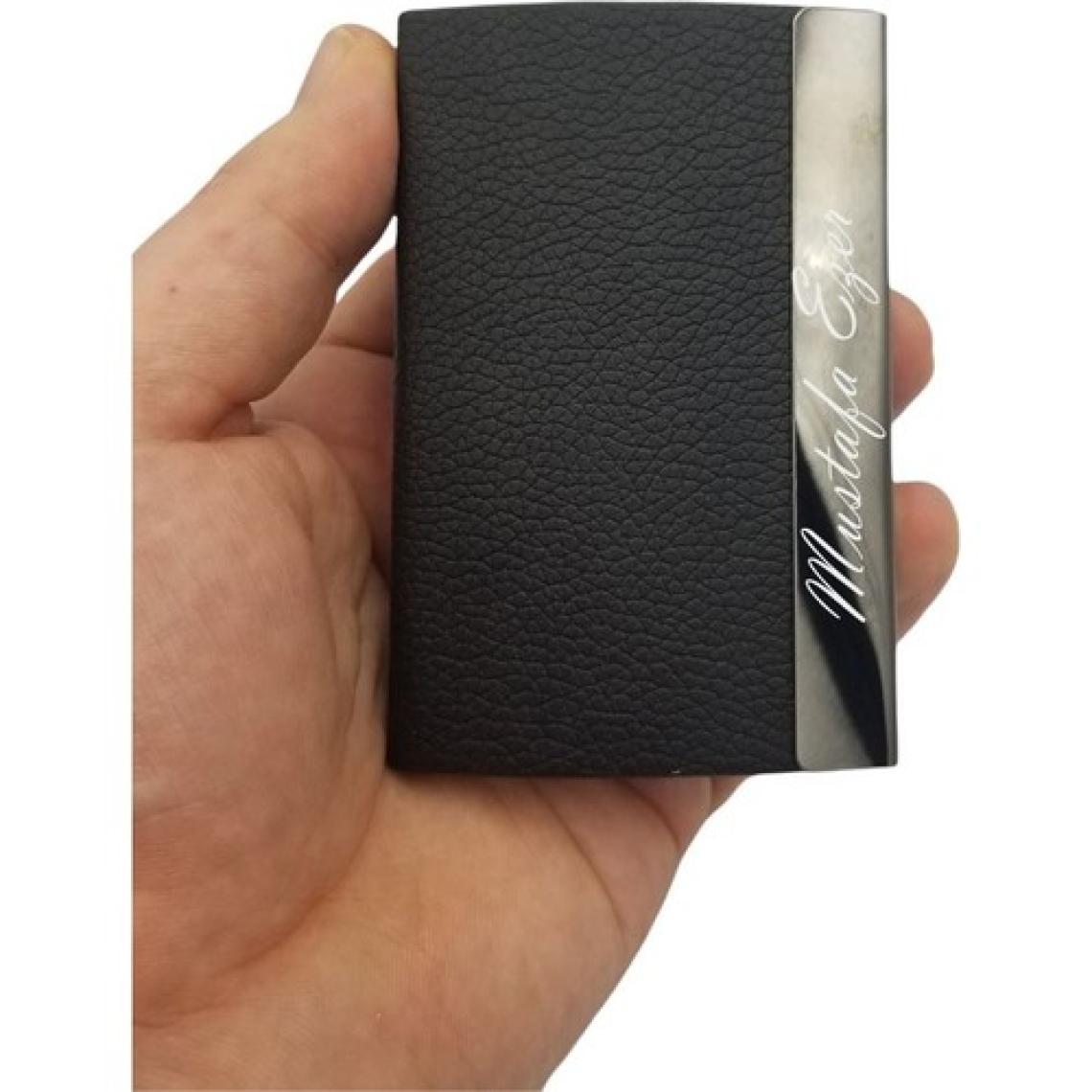 Sedef Silver Kişiye Özel Isim Yazılabilir Isimli Suni Deri Kadife Iç Kaplama Metal Kartlık Kartvizitlik