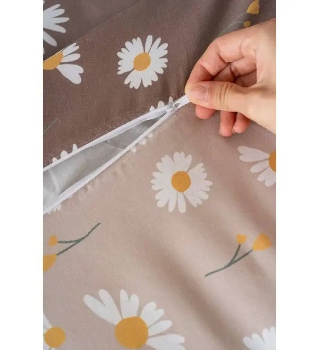 Metra Shop Menashop Kahve Papatya Çift Kişilik Nevresim Takımı Pamuklu