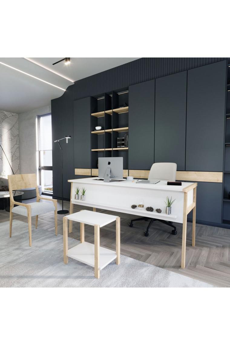 Lagomood Zenith Ofis Masa Takım 150CM Beyaz Meşe