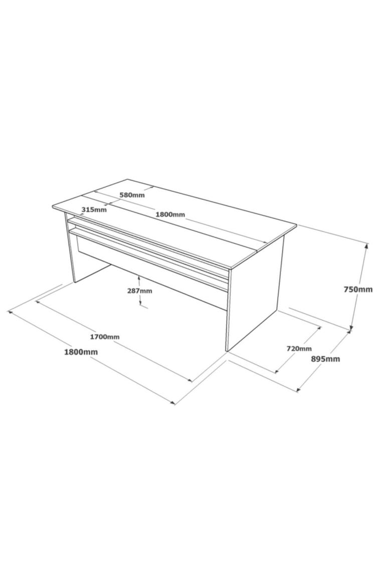 Yurudesign Vista A Ofis Masası 180CM*90CM Kahve-Beton-Antrasit Vs1-Cga