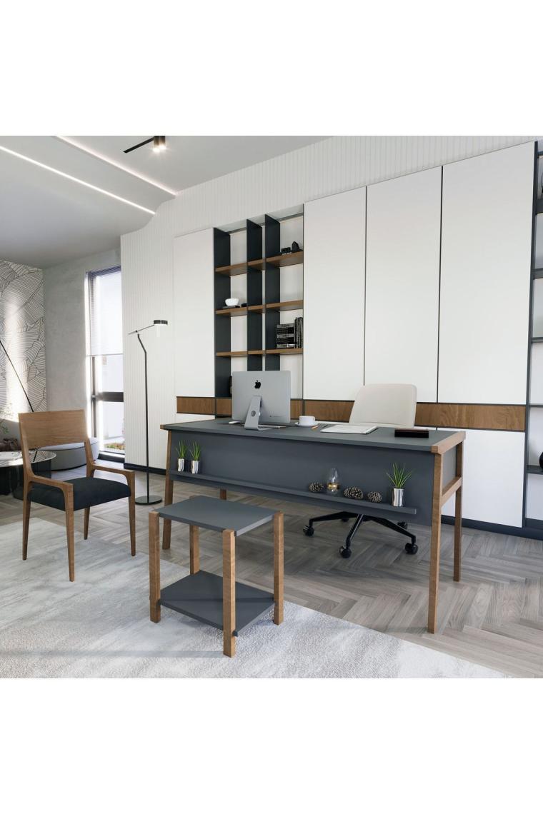 Lagomood Zenith Ofis Masa Takım 150CM Antrasit Ceviz