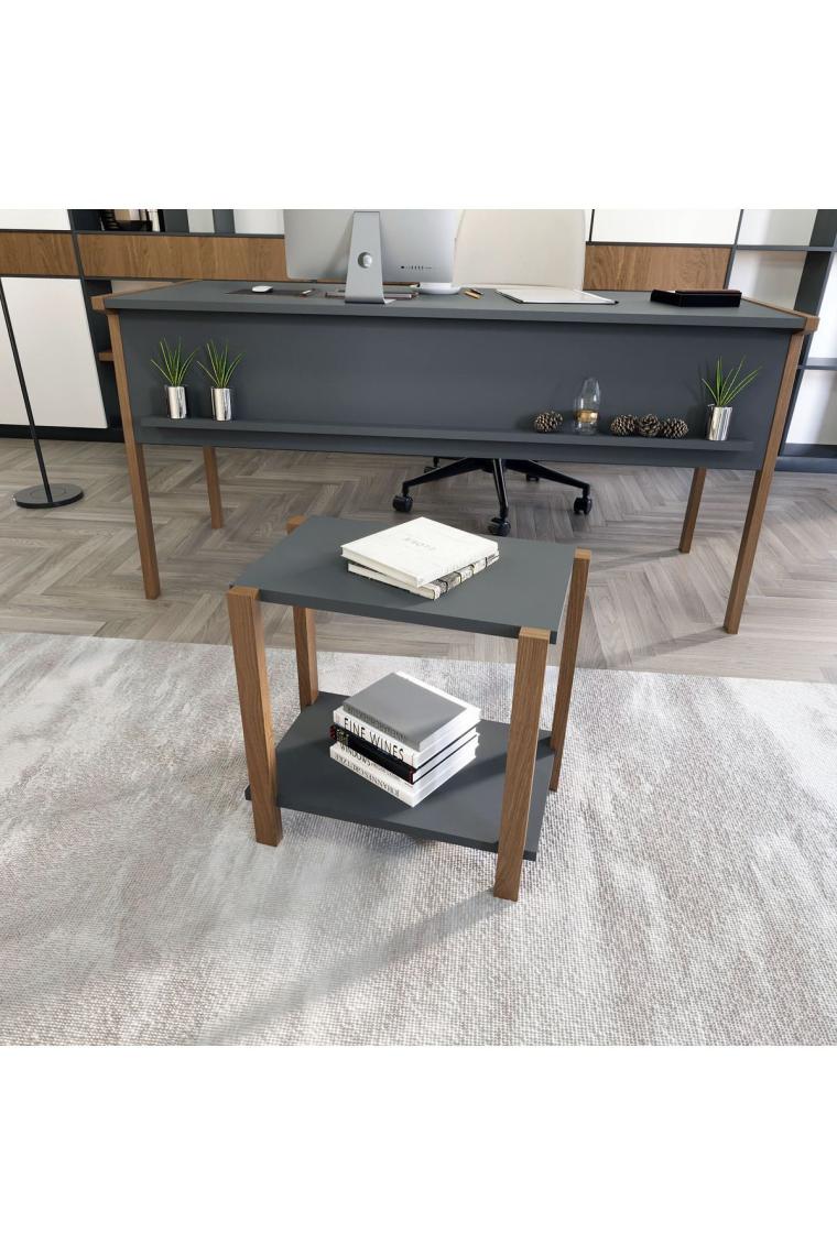 Lagomood Zenith Ofis Masa Takım 150CM Antrasit Ceviz