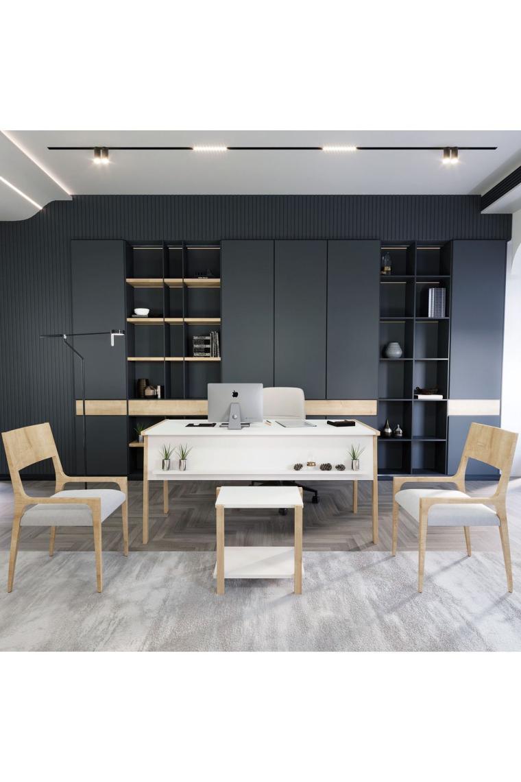 Lagomood Zenith Ofis Masa Takım 150CM Beyaz Meşe