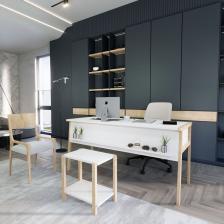 Lagomood Zenith Ofis Masa Takım 150CM Beyaz Meşe