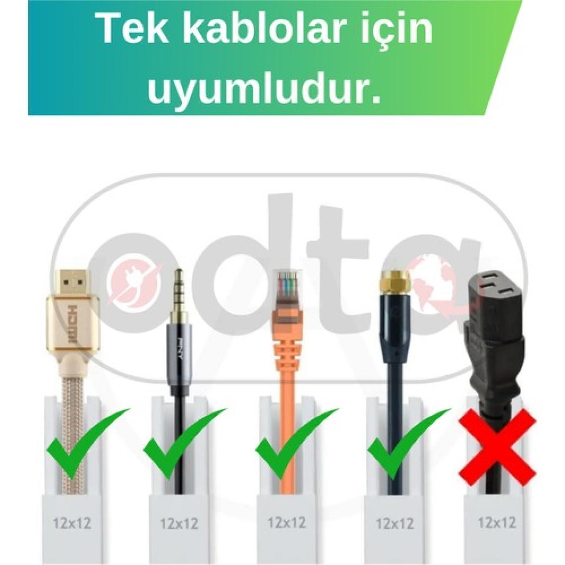 Odta 4 Metre (12X12MM) Kedinden Yapışkanlı Kablo Kanalı | 4m (10 Adet x 40CM) Kablo Gizleyici