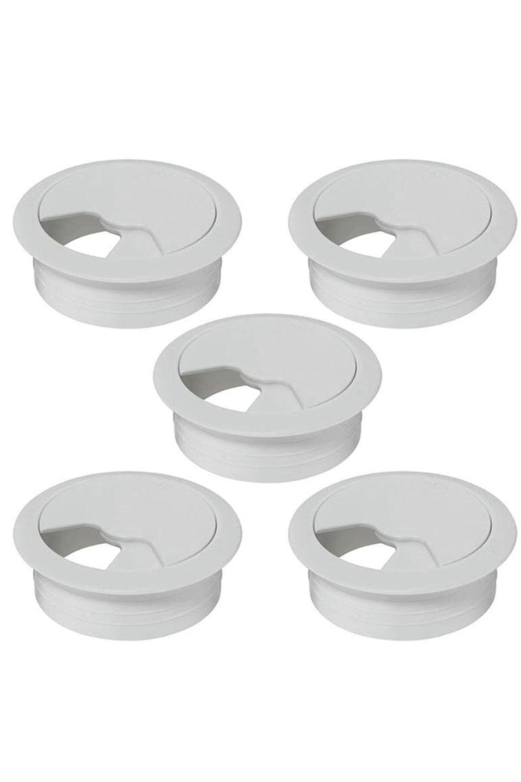 Masa Üstü Kablo Kanalı Deliği Kapağı Beyaz Masa Kapağı 6 cm (5 Adet)
