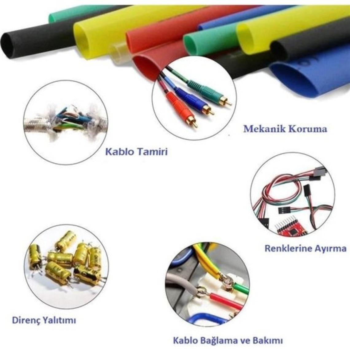 Bunyon 530 Adet Isıyla Daralan Makaron Seti Kablo Koruyucu Kablo Yalıtım Tamir Polyolefin Shrink