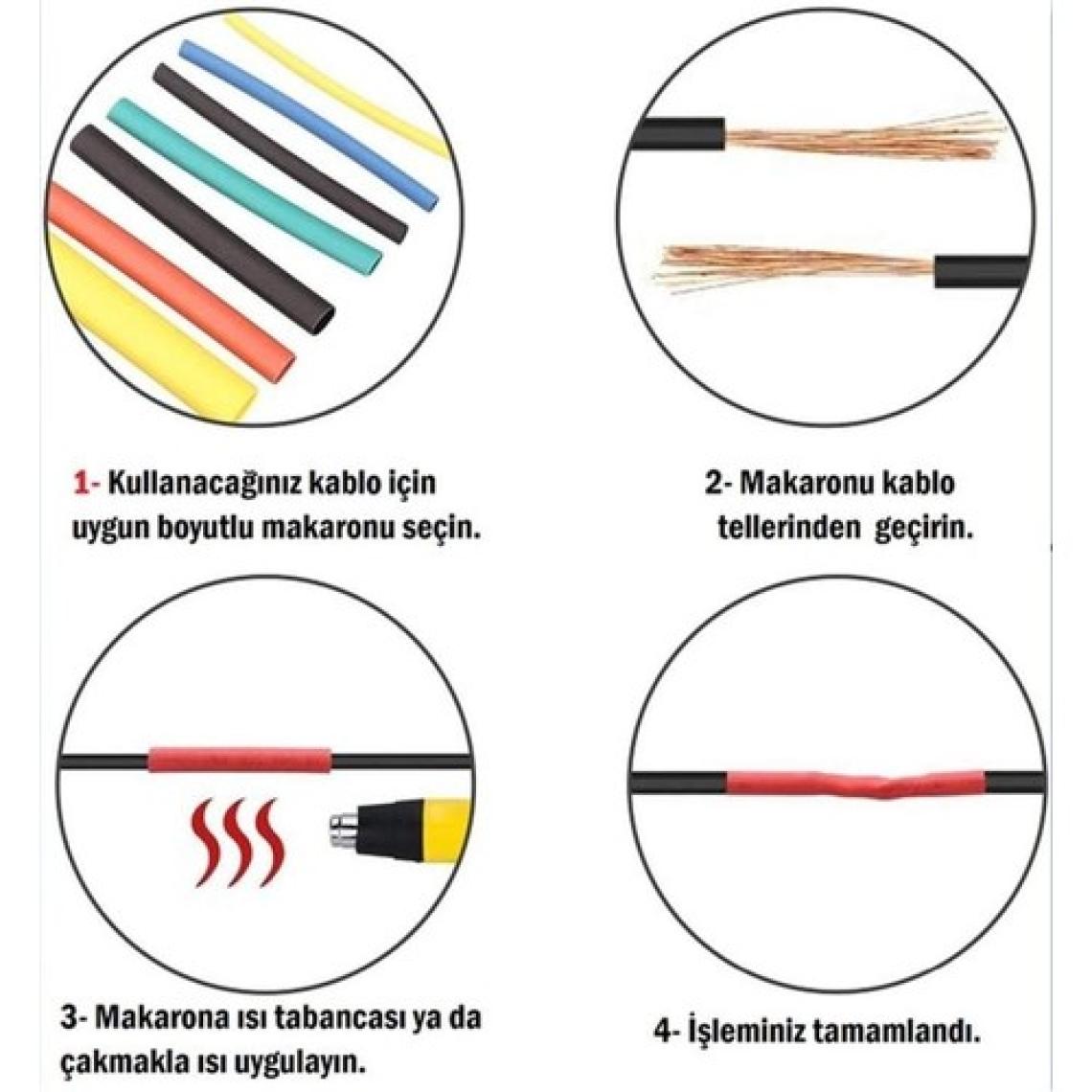 Bunyon 530 Adet Isıyla Daralan Makaron Seti Kablo Koruyucu Kablo Yalıtım Tamir Polyolefin Shrink