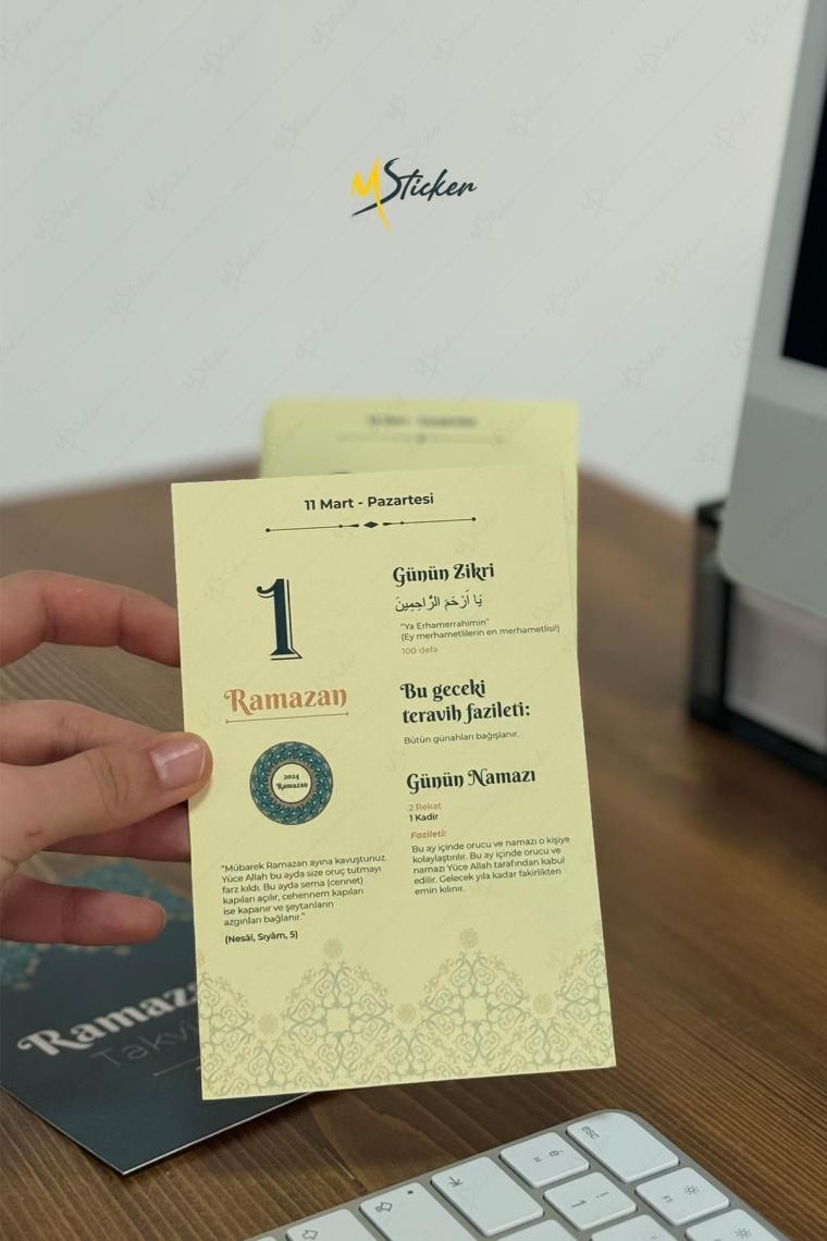 Ramazan Takvimi - Ramazan Ayı Dualı - Günün Önemi Içerikli Ahşap Tutuculu Takvim , Ramazan Seti